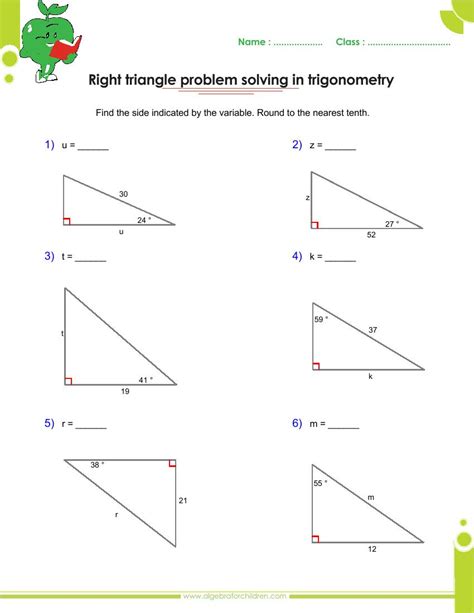 Our angle and the angle next door will add to 90o. . Solving right triangles worksheet pdf answer key